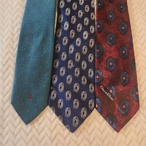 Set of 3 Designer's Men Ties- Giorgio Armani, Christian Dior, Oscar De La Renta